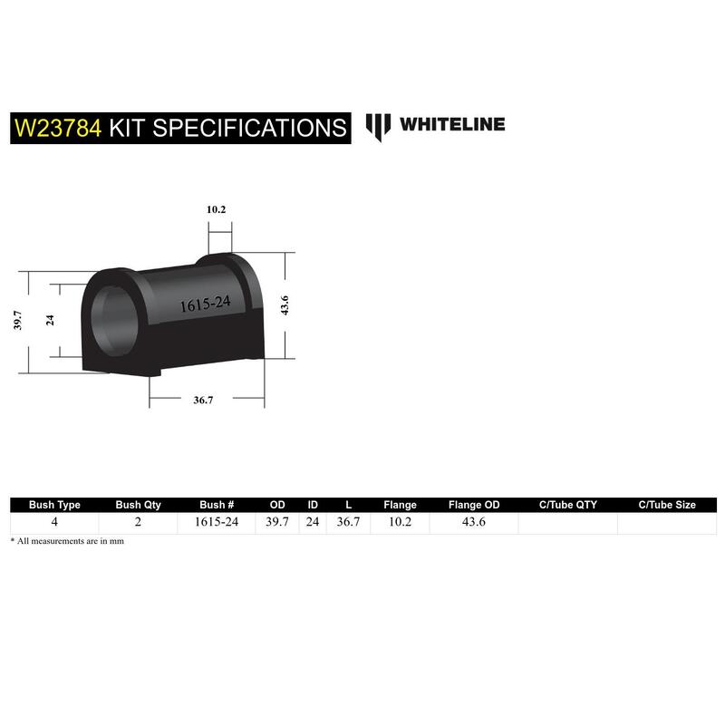 Whiteline Sway Bar Munt - Bushing Kit 24mm to Suit Ford Falcon/Fairlane EL-BF and FPV | W23784